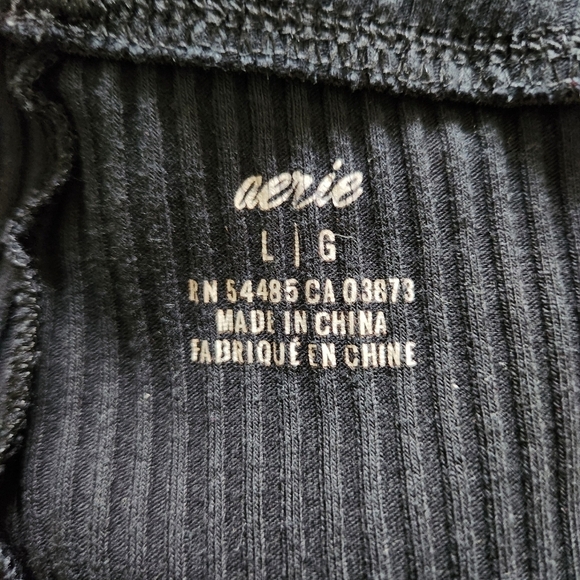 Aerie Womens Black High Rise Ribbed Flare Knit Pants |L| - Picture 9 of 12